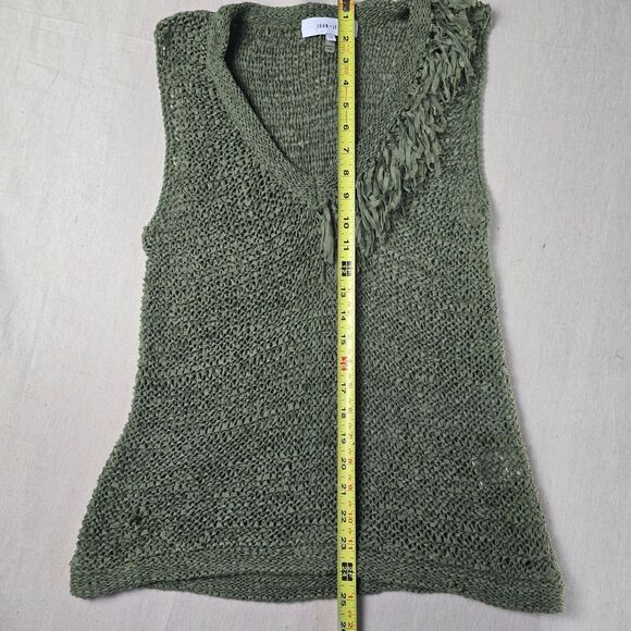 John & Jenn Crochet Fringe Top Olive Spice Women's Size Small Petite - Picture 5 of 13